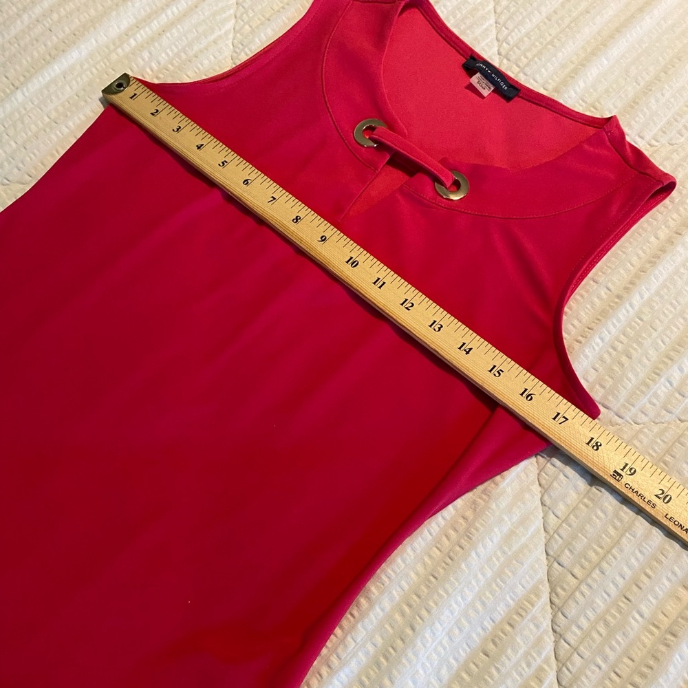 Tommy Hilfiger Hot Pink Womens Sleeveless Top Blouse Unique Neckline Size Large - Picture 5 of 10